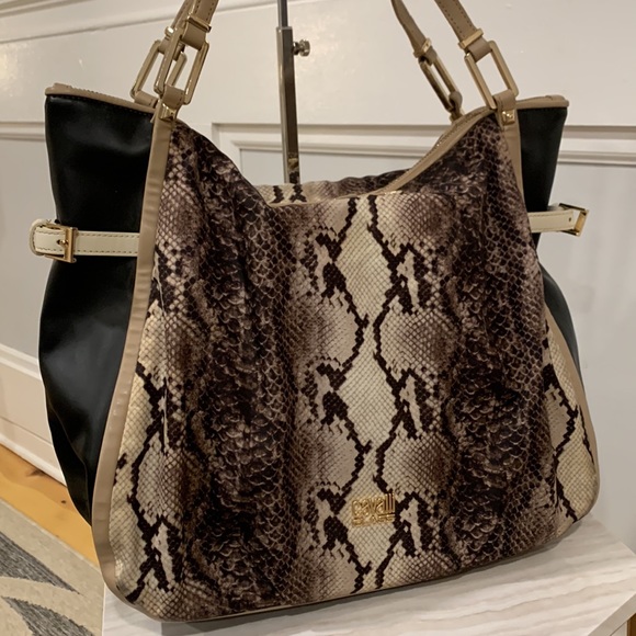 Roberto Cavalli Handbags - Roberto Cavalli Class Nylon & PVC Large Snake Print Bag
